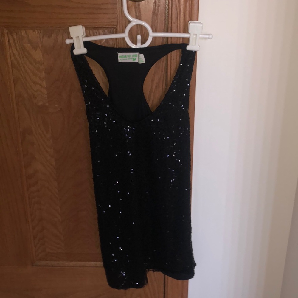 sheer black sequin top size XS